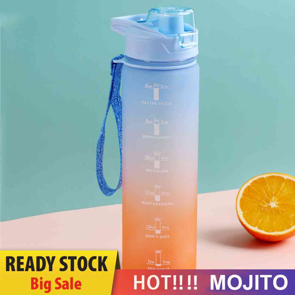 Botol Air Minum 1000ml Portable Dengan Penanda Waktu Untuk Olahraga / Fitness / Outdoor