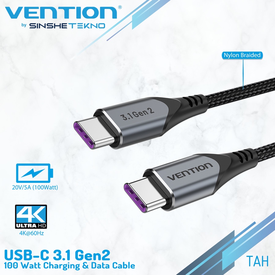 Vention Kabel Data USB Type C Thunderbolt 3 PD Power Delivery Male - TAH