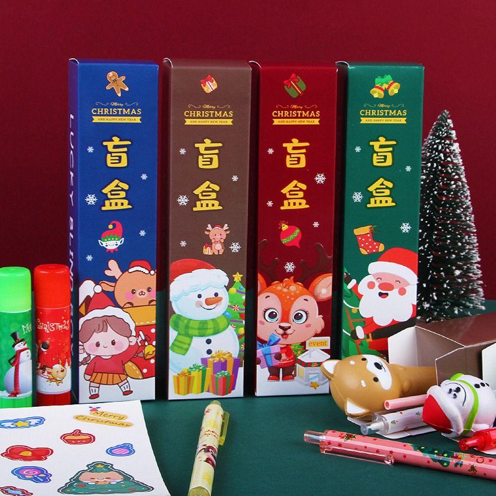 LANFY Natal Random Box Pen Gadis Lucu Pena Tinta Alat Tulis Set Squeeze Pen Hadiah Natal Siswa