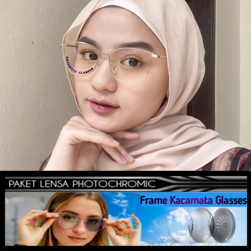 Kacamata Minus Antiradiasi Frame 2065 Paket Lensa Photocromic kacamata minus trendy pria wanita 2065