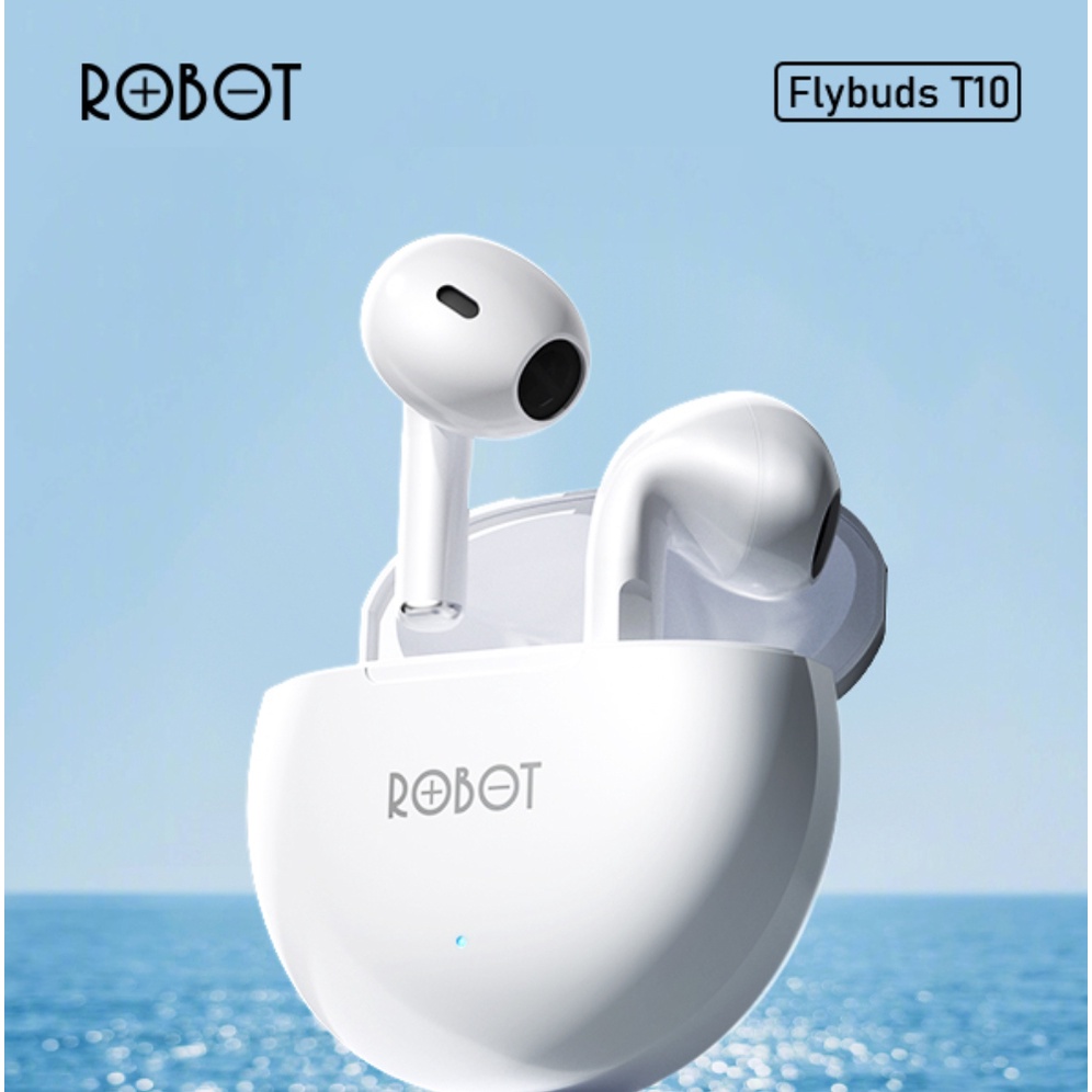 Earphone Bluetooth Robot T30 - Flybuds T10 TWS Handsfree Airbuds Wireless Headset Black