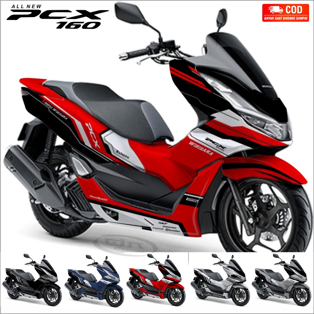 Sticker Stiker Decal PCX 160 Full Body keren Variasi 1 merah putih hitam