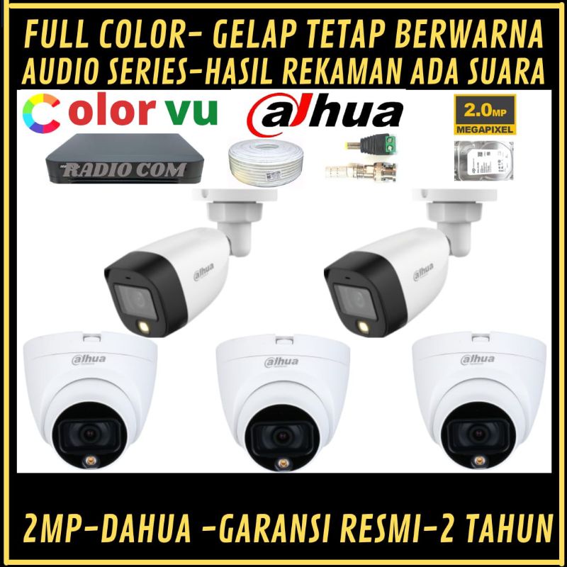 PAKET CCTV DAHUA 2MP FULL COLOR 8 CHANNEL 5  KAMERA AUDIO SERIES COLORVU