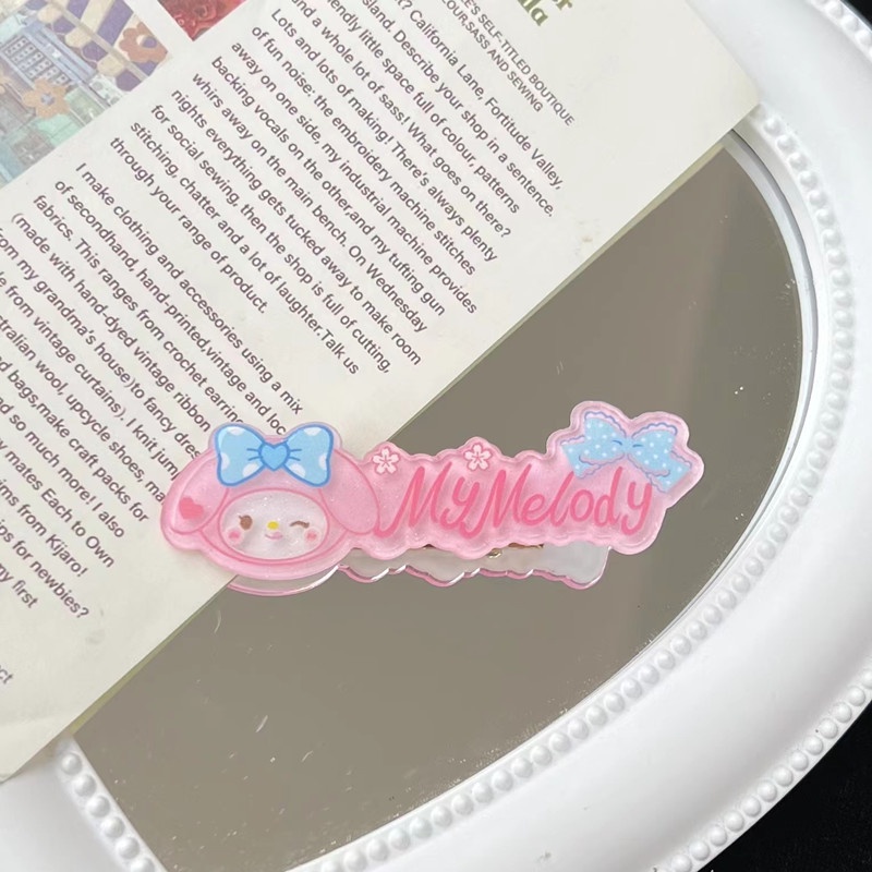 Mhang Jepit Rambut Motif Kartun Sanrio / Huruf Warna Permen Bahan Akrilik Untuk Aksesoris Anak Perempuan