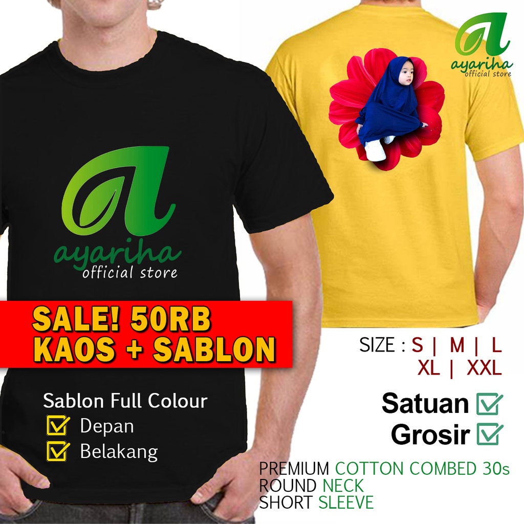 ✅ Baju Kaos Kostum Sablon Satuan | Foto / Logo