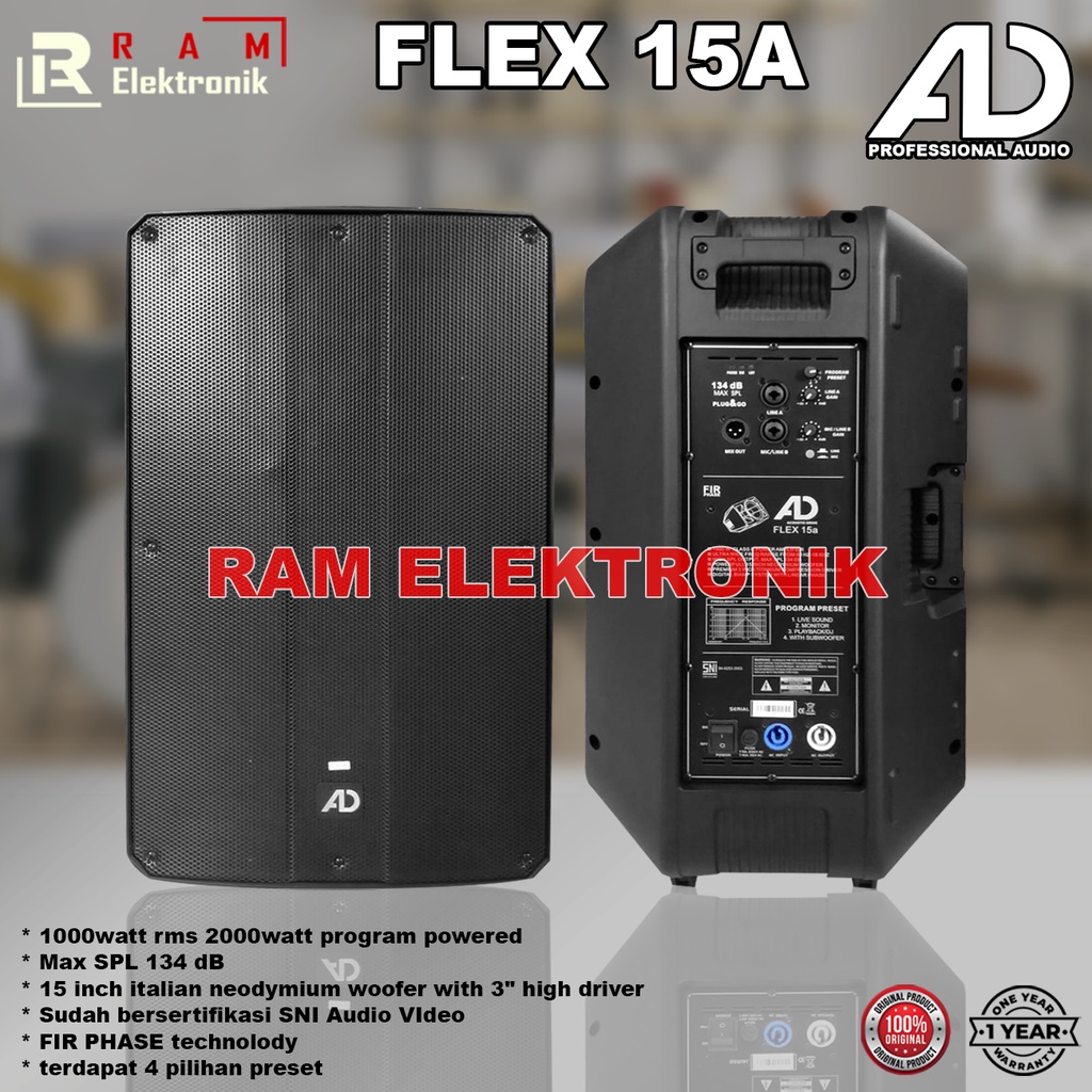 Speaker Aktif 15 Inch AD FLEX 15A / FLEX15A / FLEX 15 A Original