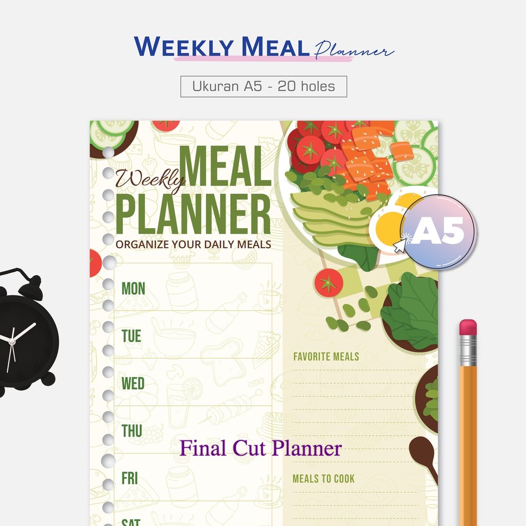 

Bukuqu Loose leaf A5 - NL253 Weekly Meal Planner - Stationery - Bookpaper - Kertas Binder .