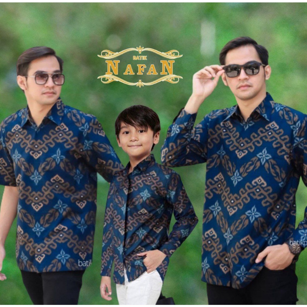 0BAJU BATIK COUPLE AYAH ANAK LENGAN PENDEK, BAJU BATIK PRIA ZIG-ZAG NAVY, BAJU ANAK COWOK COUPLE AYAH, BAJU BATIK....