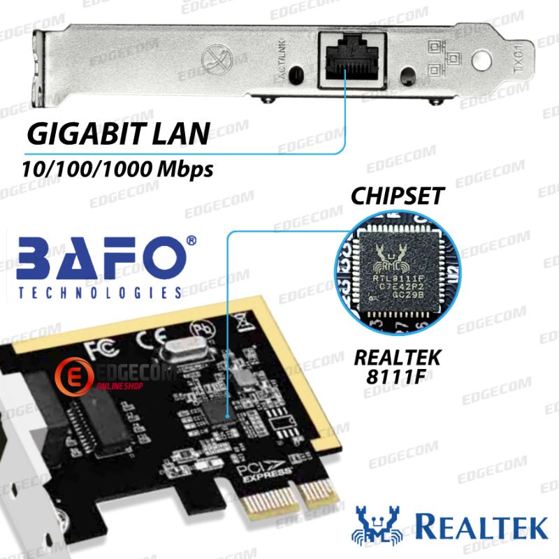 PCIE PCI EXPRESS Gigabit Lan Card 10/100/1000Mbps BF-H803 BAFO