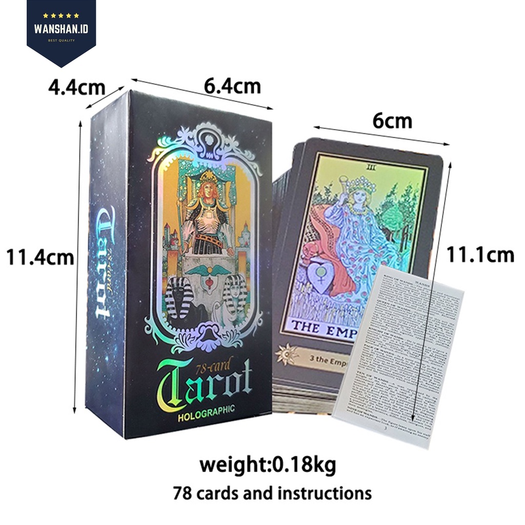 [WS] 78Cards Kartu Tarot/A.E. Waite Tarot /Hologram Tarot Deck Game/Divination English Verson Oracle