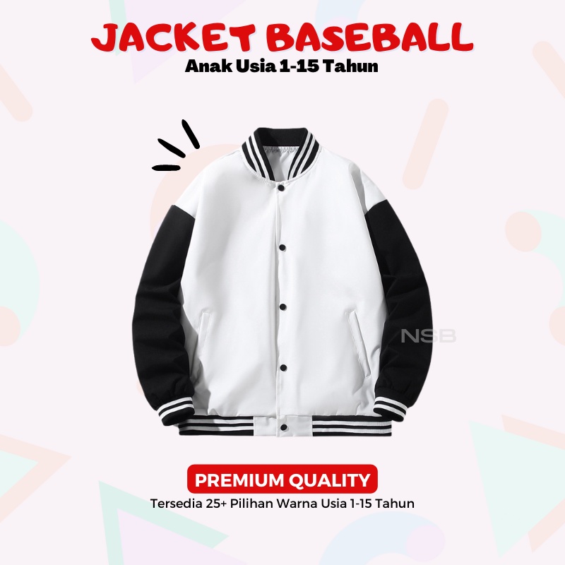 Jaket Bomber Zipper Jacket Varsity Boomber Pria Wanita Cowok Cewek Laki Laki Perempuan Unisex Balita