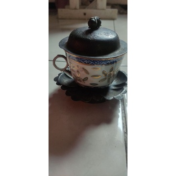 Cangkir antik set perak asli