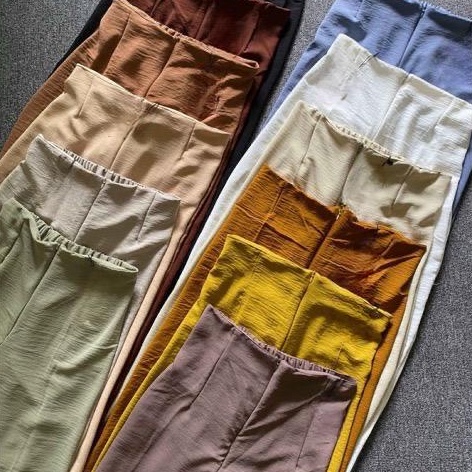 KIARA HIGHWAIST KULOT CRINCLE / CELANA KERJA BAHAN CRINCKE AIRFLOW