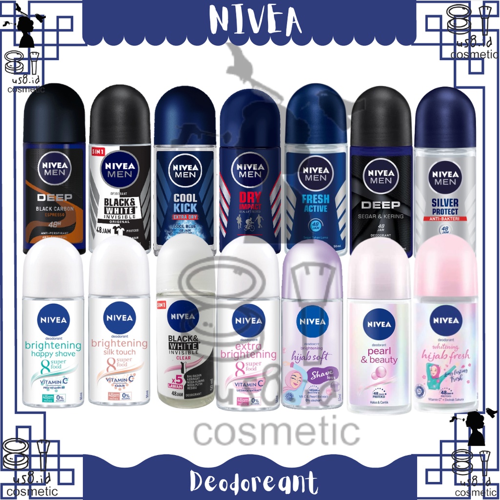 NIVEA Deodorant Roll On | 25 | 50 | Men | Women | Whitening Pearl Beauty Silk Touch Hijab deodoran