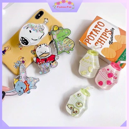 [IMPOR] Fashion Fair - POP SOCKET QUICKSAND GLITER DESAIN KARTUN CUTE PHONE HOLDER EXPANDING