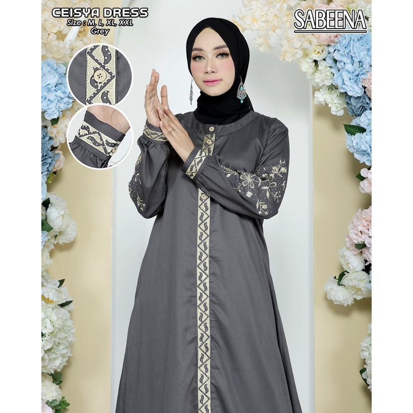 Gamis Katun Toyobo Bordir Premium//Gamis madina jumbo model terbaru!! COD