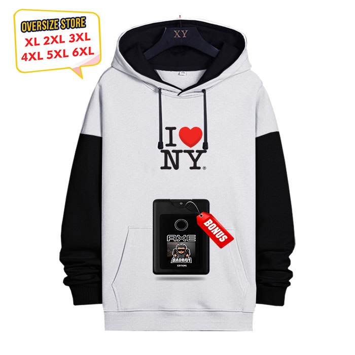 Sweater Hoodie Oversize I LOVE NY Hoodie Big size Pria Wanita