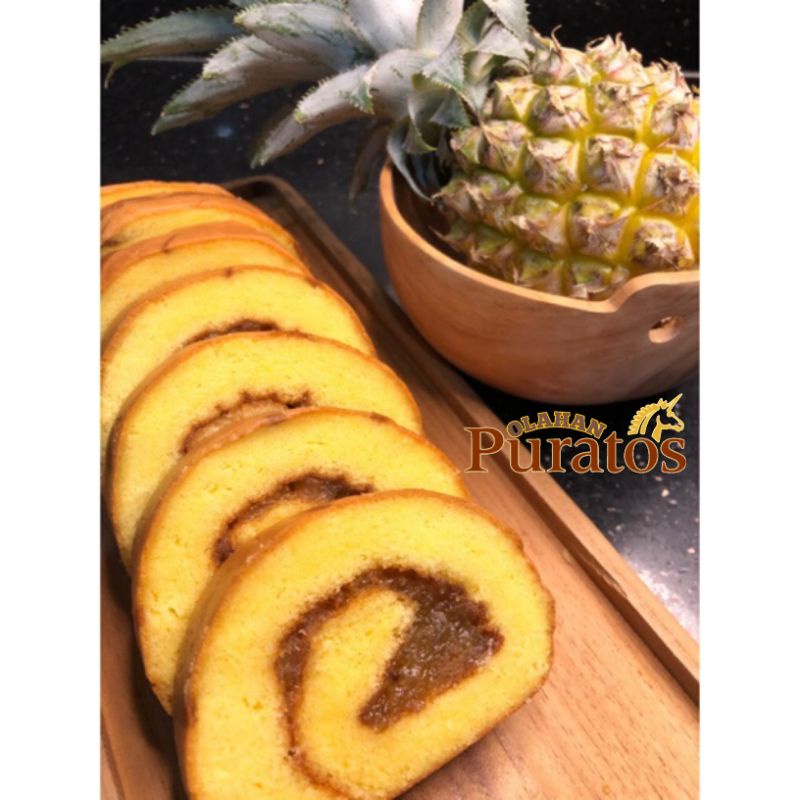 

Bolu Gulung Nanas Premium Olahan Puratos Ukuran Panjang 25cm