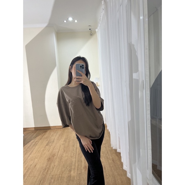 ZION Kaos Polos Oversized Pocket Cotton Combed 24s - Maple Brown