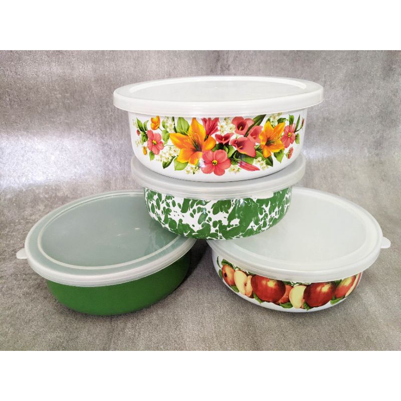 Mangkok Enamel Kedaung Plus Tutup Ukuran 16 cm Murah Berkualitas