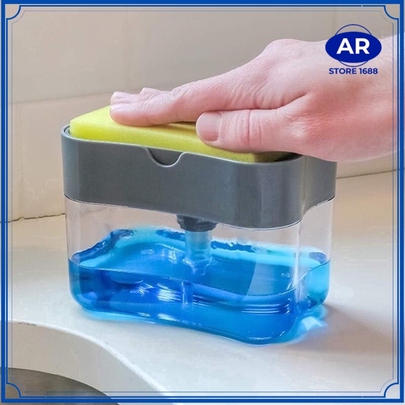 AR-Dispenser Sponge Sabun &amp; Holder Spons Cuci Piring 2in1