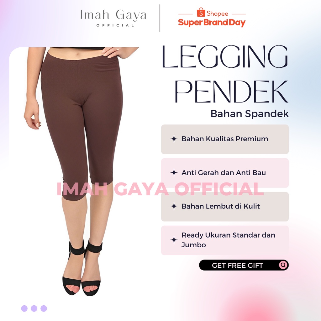 Celana Legging Pendek Wanita Dewasa Standar &amp; Jumbo Polos Spandek Celana Legging Pendek