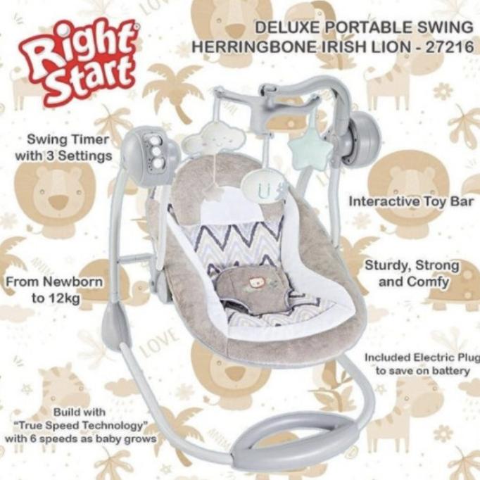 Bouncer Deluxe Portable Swing Right Start Kursi Ayun Otomatis Baby