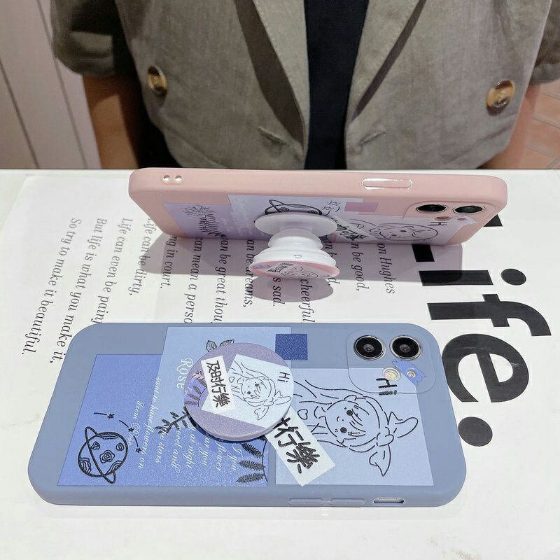 Cute Case Vivo V7 / Vivo 1718  Softcase Karakter Keren + free Popsocket