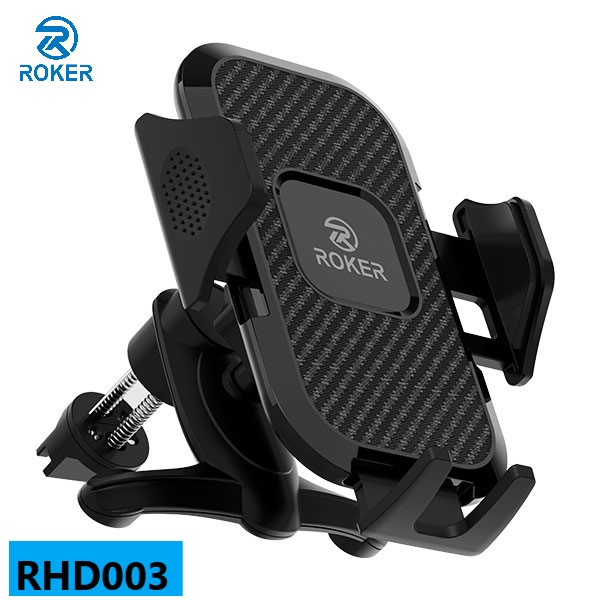 PROMO Holder Roker RHD003 Vehichle Mounted - Carbon fibre tekstur  - Type Clip Vent / Jepit AC Mobil  - Rotasi 360 derajat yang dapat disesuaikan