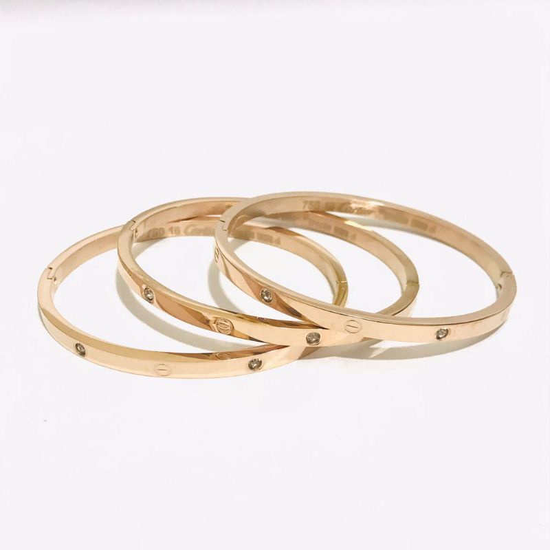 Cod gelang titanium 3 pcs perhiasan wanita anti luntur import
