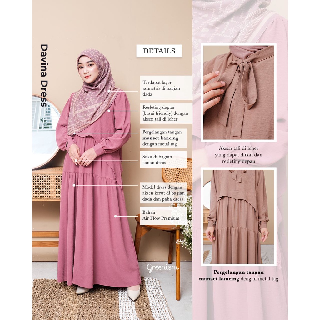 Greenism Davina Dress Quality Premium Syari'i