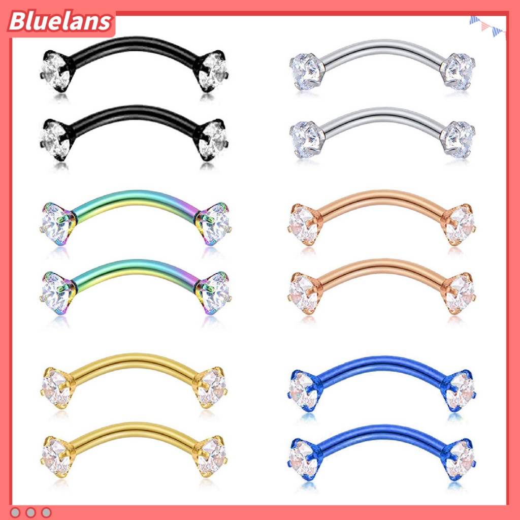 Bluelans Eyebrow Ring Cubic Zirconia Wear-resistant Steel Body Piercing Jewelry Barbell for Women