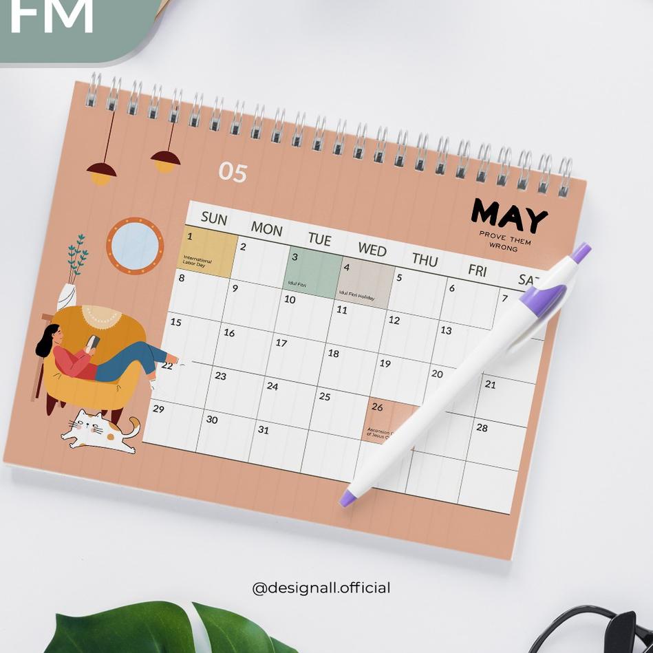 

[PRODUK BW8HR] Designall Kalender Meja / Kalender Duduk Aesthetic Tahun 2022 / 2023 Spiral FM TNQ