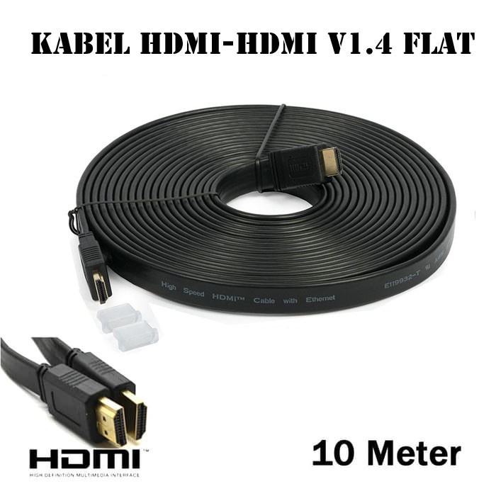 Trend-HDMI Kabel 10M Flat Versi 1.4 / Kabel HDMI FLAT 10 Meter - Hitam