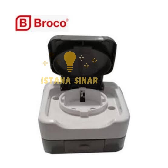 BROCO Atlantic Single Socket Outlet Outdoor Stop Kontak Tutup 2151