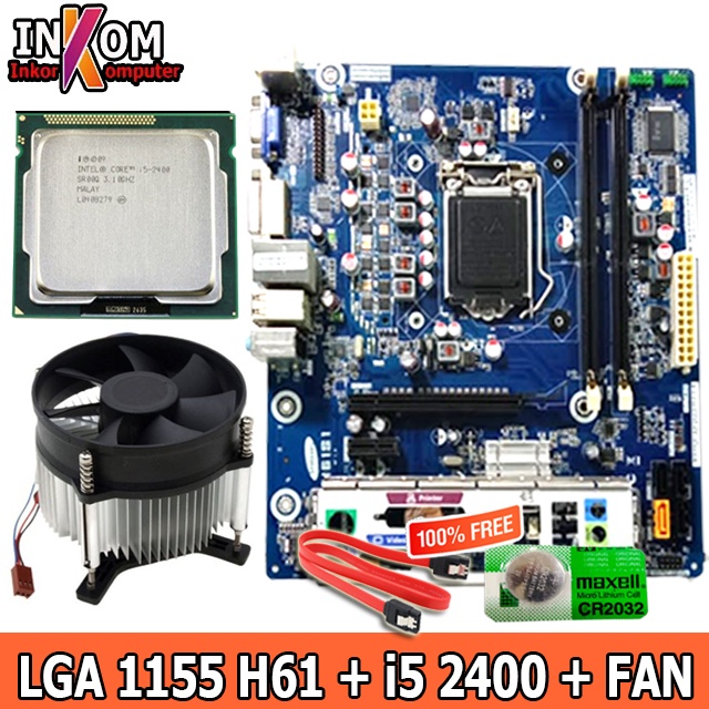 Mainboard Motherboad Mobo H61 Oem Plus Processor i5 2400