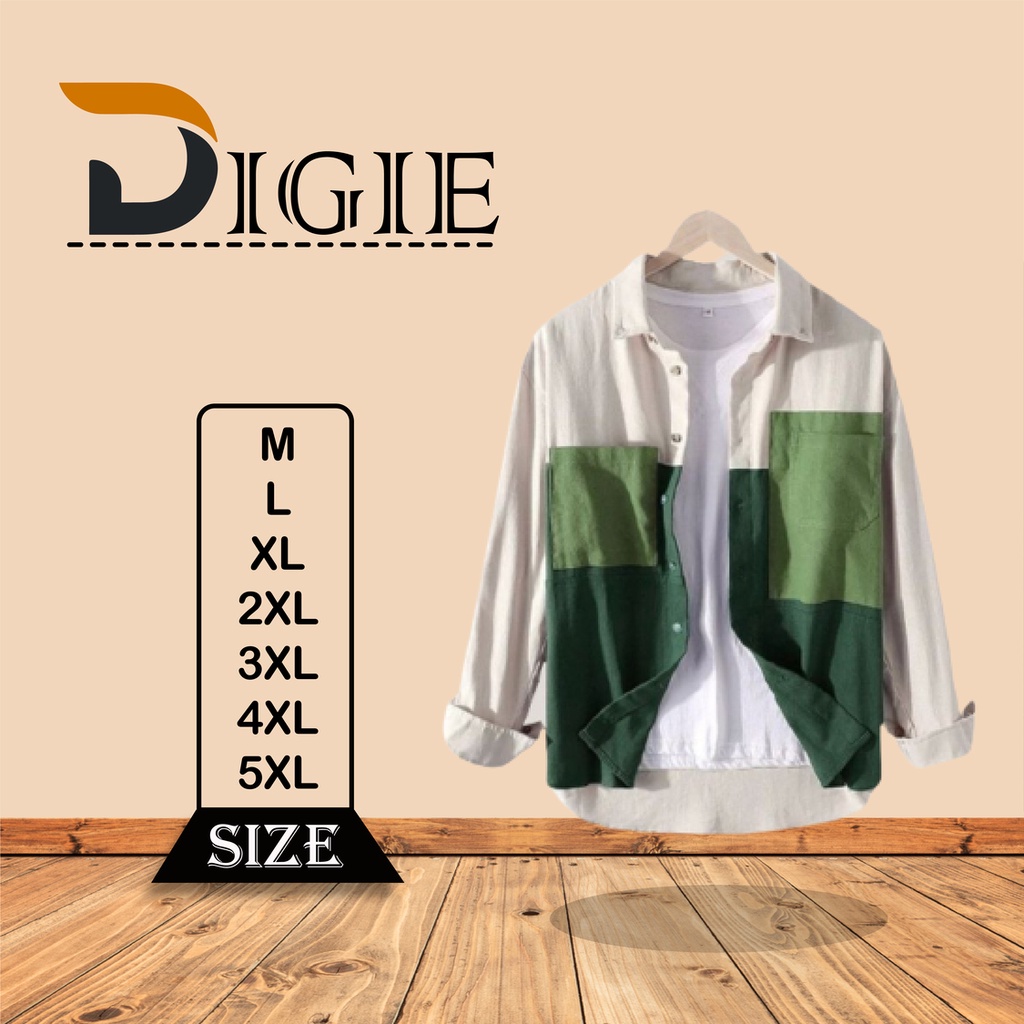 Kemeja Corduroy Pria Motif Hijau