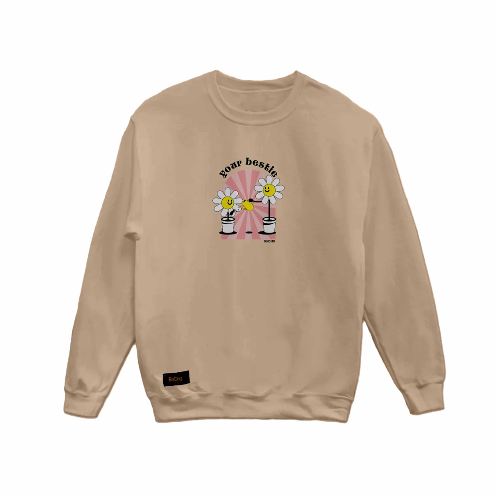 Sweater Crewneck BaOng Bestie Cream - Unisex