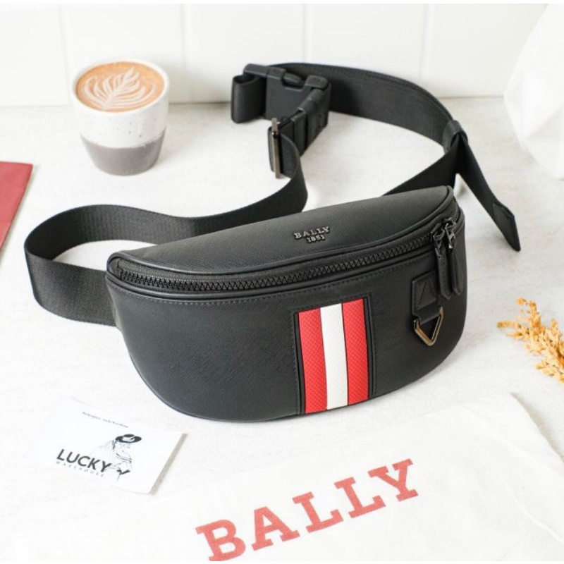 Bally Logo Plaque Detail Belt Bag In Red - ORIGINAL 100%