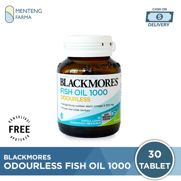 Blackmores Odourless Fish Oil 1000 mg - Isi 30 Kapsul Lunak