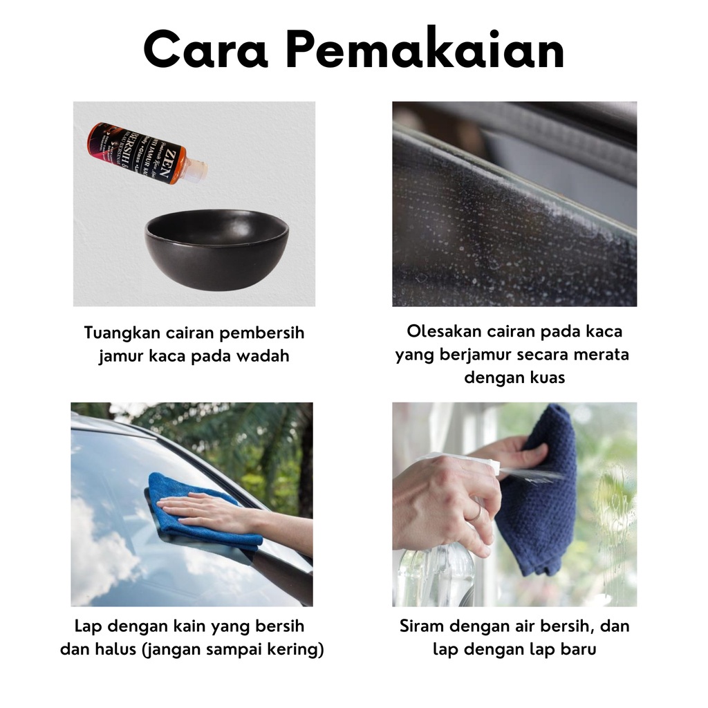 Obat Jamur ZEN Cairan Pembersih Penghilang Kaca Jamur Mobil Kerak Serbaguna Body Stainless Waterspot Remover Motor Toilet WC