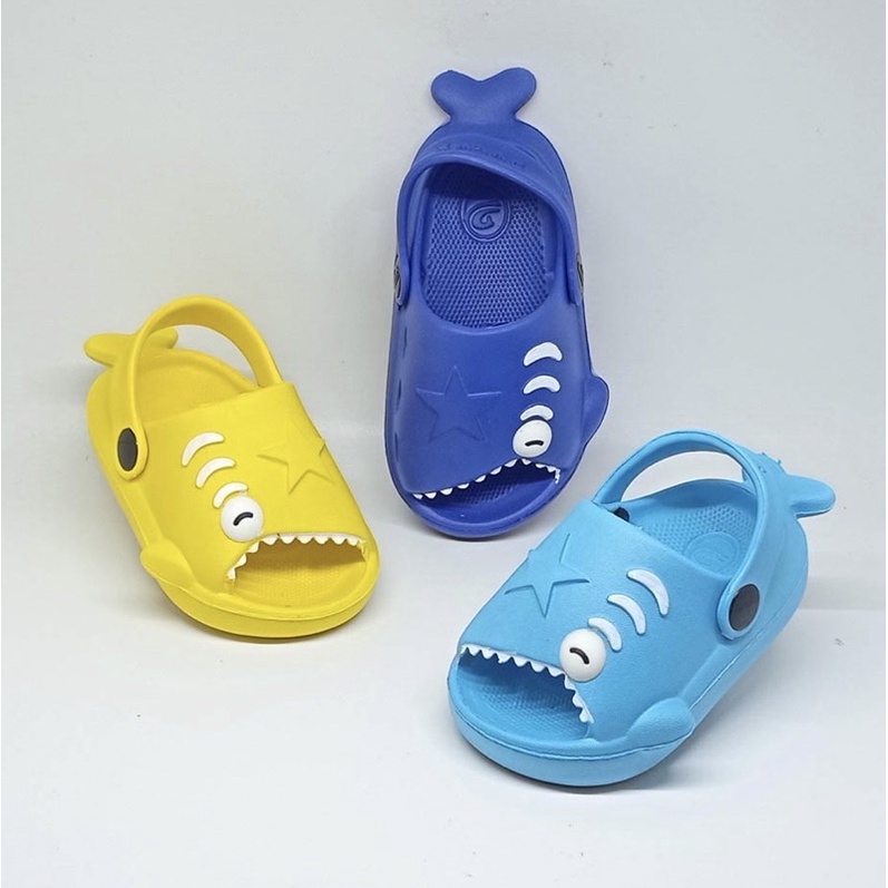 BABYSHARK | Sandal karet anak perempuan laki laki usia 1-4 tahun ikan paus lucu tali belakang empuk murah COD