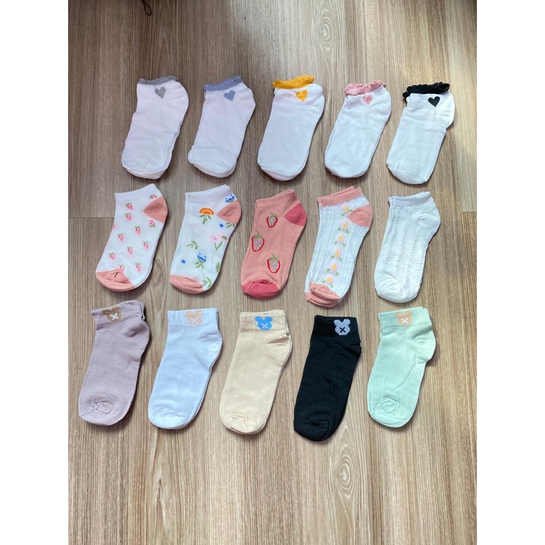 KKW01 Kaos Kaki Pendek Wanita Korea Kekinian Motif Lucu - Random Motif