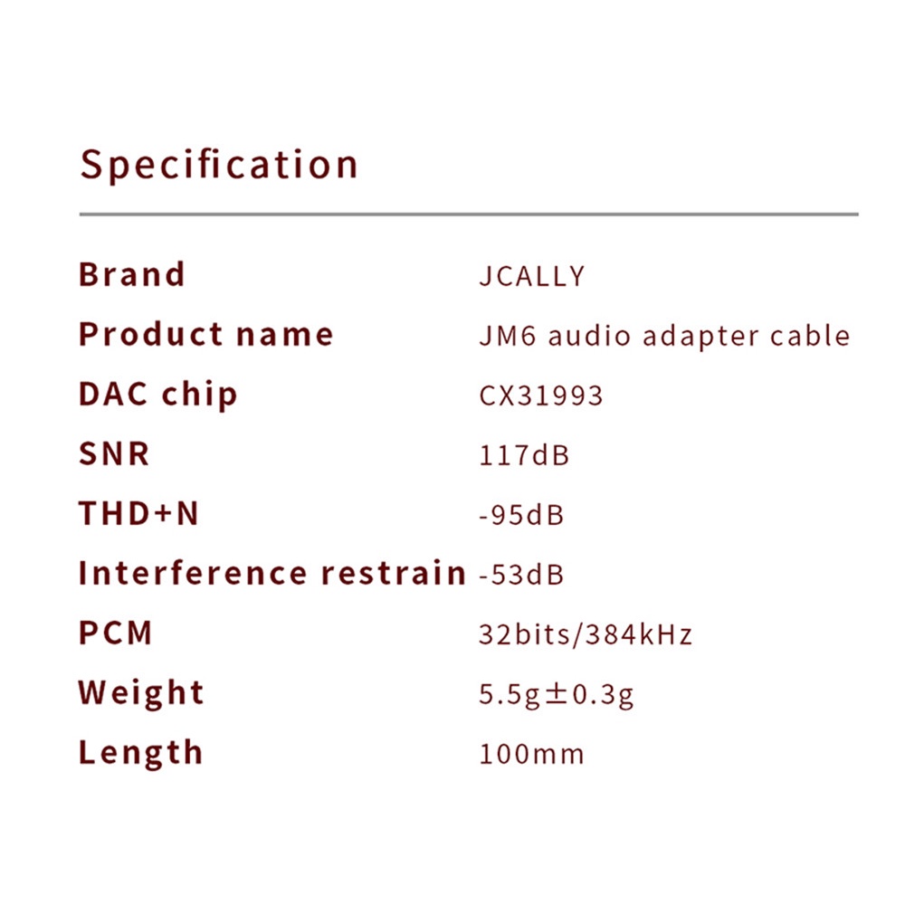 Jcally JM6 adapter USB Tipe-C Ke 3.5mm CX31993 audio digital portable Hifi DAC