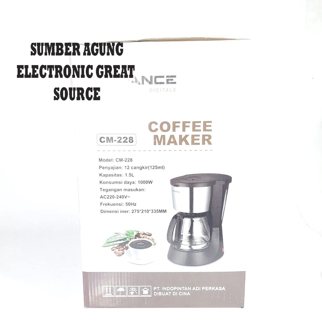 Advance CM228 Coffee Maker Mesin Kopi Besar 1.5L 1.5 Liter 12 Cangkir 12ml