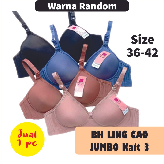 Terlaris Bh Lingcao / Ling Cao A5 Jumbo Tanpa Kawat Kait 3 Size 36-42