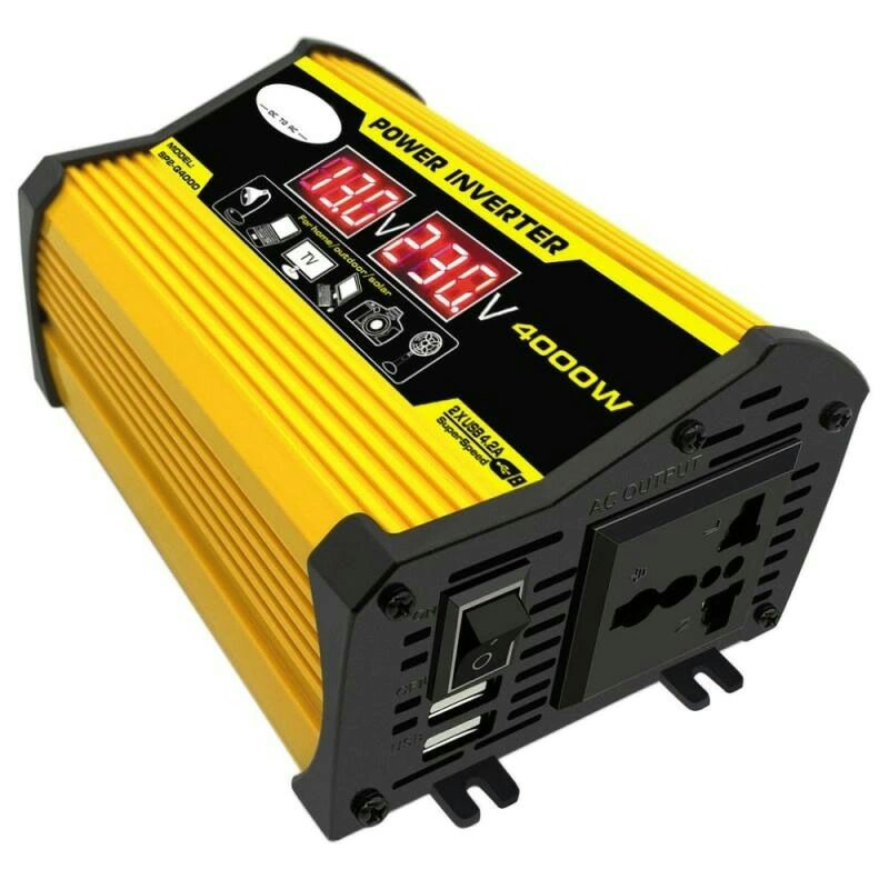 Car Power Inverter Transformer DC 12V to AC 220V 4000W MNSS-Q4000 Yellow