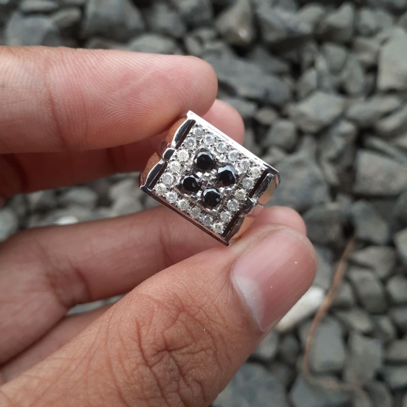 cincin pria berlian hitam keliling berlian erofa