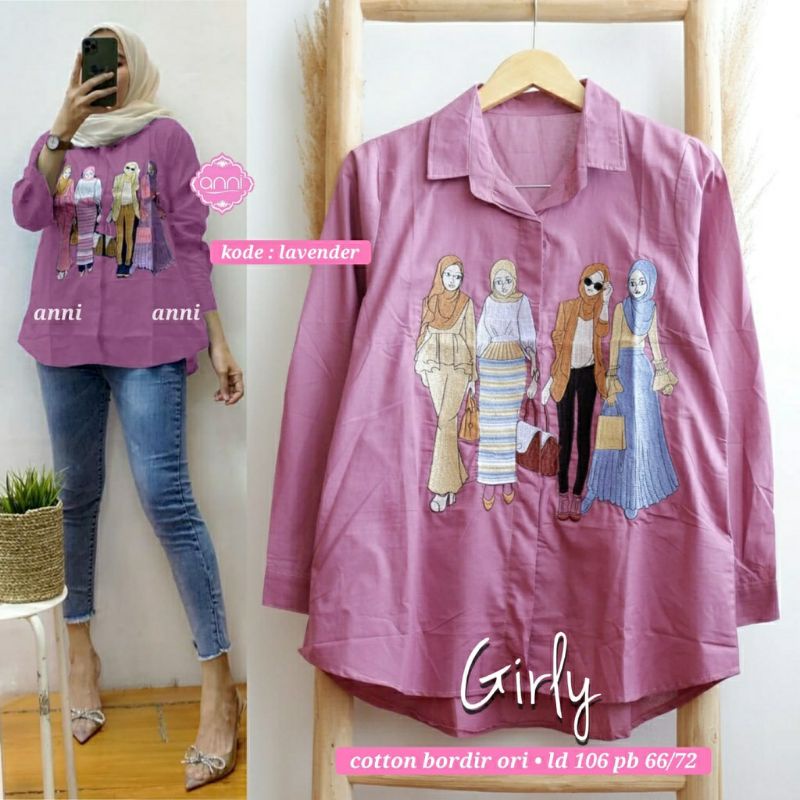 Girly Blouse BLOUSE/KEMEJA WANITA SUPER MODIS CANTIK MURAH FIT XL LD 106 BAHAN KATUN IMPORT MIX BORDIR TERMURAH OOTD