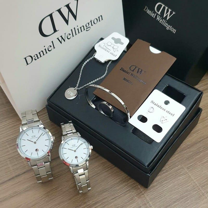 Viral Jam Tangan DW Pria dan Wanita Daniel Wellington Free Kalung Gelang Paper Bag Terlaris